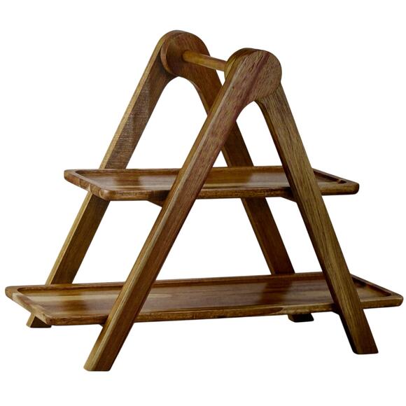crofton Other - Crofton Acacia Wood 2 Tier Serving Tray Stand New In Box